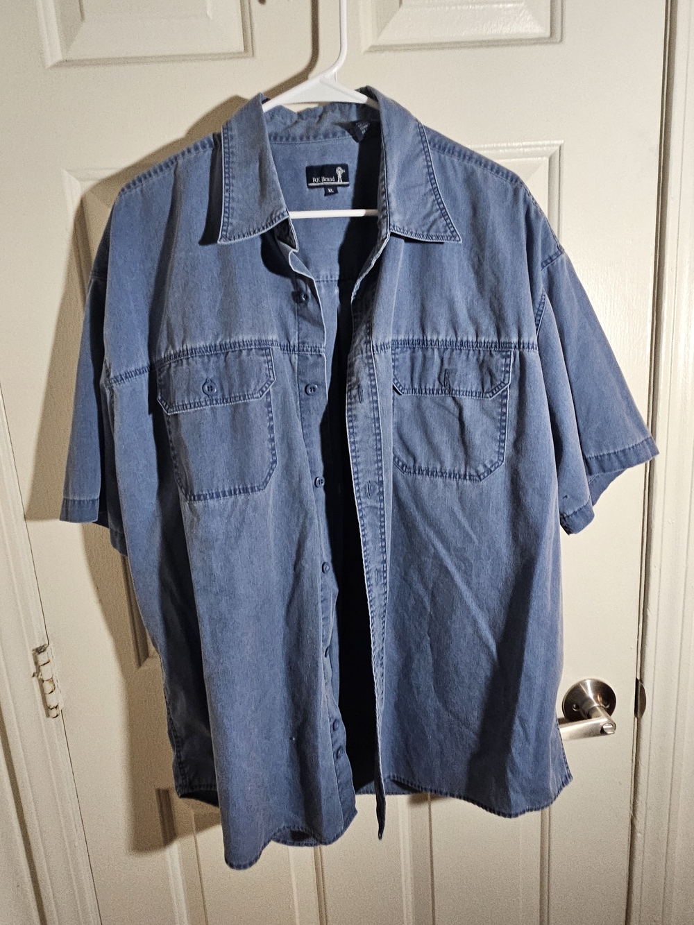 RK Brand Relaxed Fit Short-Sleeve Denim Shirt - Blue